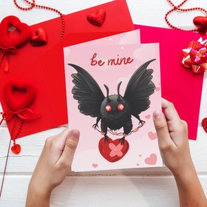 Cute Mothman Valentines Day Card - Monster Vday Cards, Adorable Crypid Gift, Funny Valentines