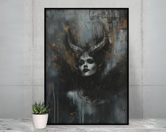 Lilith Goddess Art Print: Dark Feminine Wicca Painting