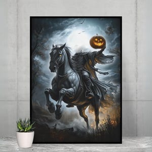 Headless Horseman Art Print - Sleepy Hollow Poster for Halloween Decor Gift for Literary Lovers and Horror Fans