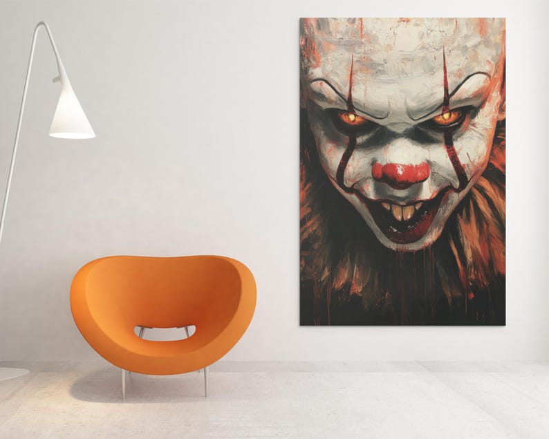Pennywise Poster Scary Clown Art Print, Chilling Horror Movie Fanart