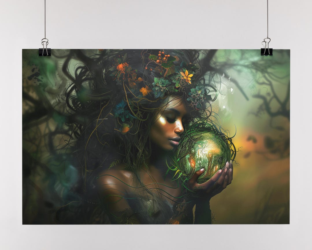 Gaia Goddess Art Print, Mother Earth Wall Art, Beautiful Mother Nature ...
