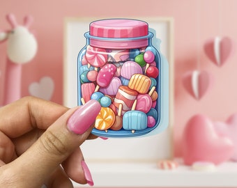 Colorful Candy Jar Sticker Kawaii Candy Sticker Pastel Cute Candy Sticker Pinkcore Sweets Sticker Candycore Gift for Her Laptop Sticker Cute