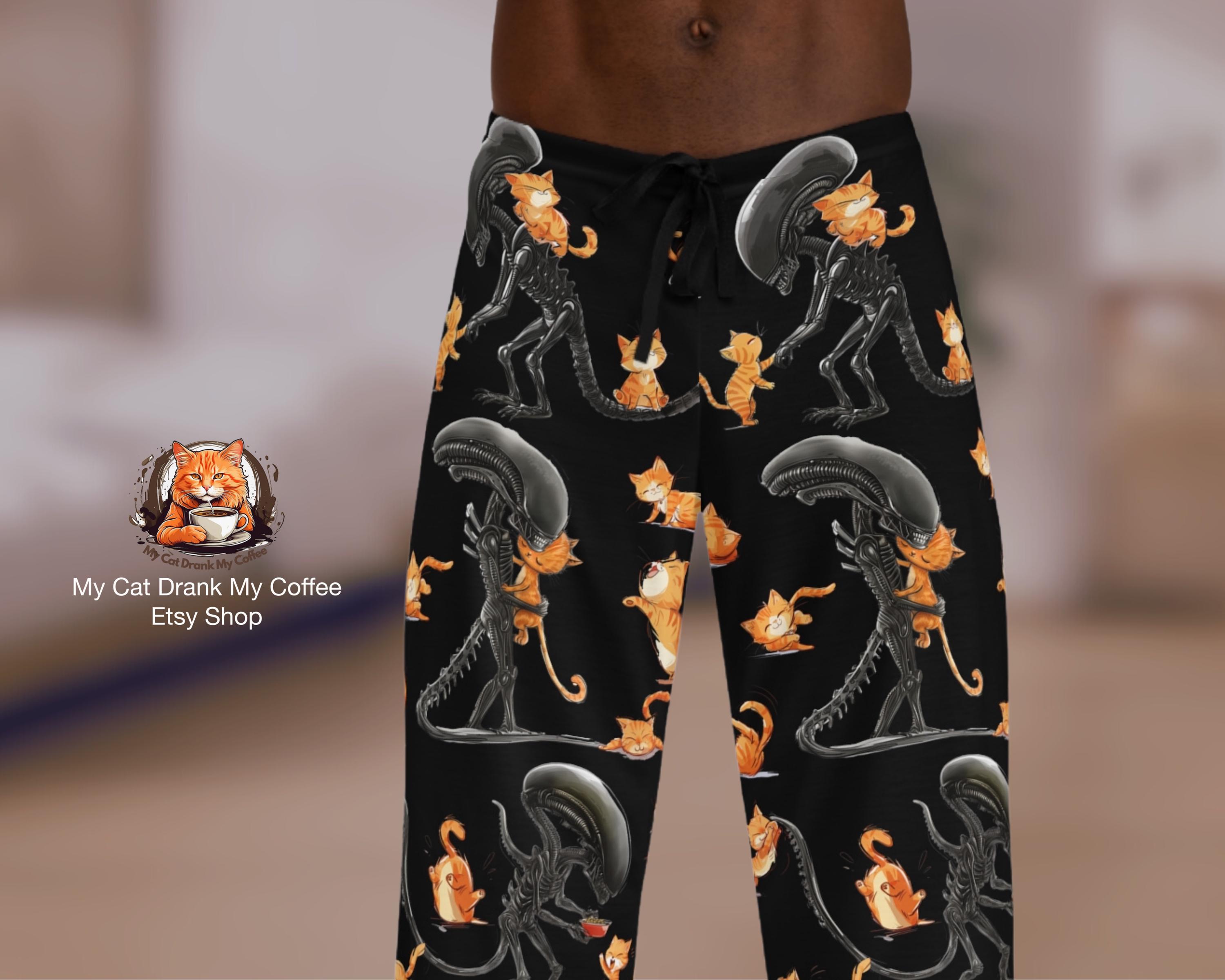 Herren Pyjamahose Mit Lustigem Esel-Aufdruck – Lounge-Schlafhose Mit Taschen, Aus Polyester/Elasthan