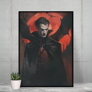 Classic Horror Art Print - Stunning Dracula Illustration for Halloween, Gothic Decor for Bram Stoker Fans & Vampire Lovers