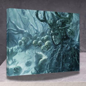 Hel Goddess Canvas Art Print, Queen of the Dead Illustration, Spiritual Wall Decor, Gift for Fans of Norse Mythology