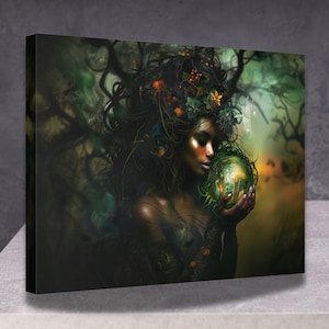Gaia Goddess Canvas Print, Mother Earth Wall Art, Beautiful Mother Nature Art Print, Spiritual Gift for Nature Lovers