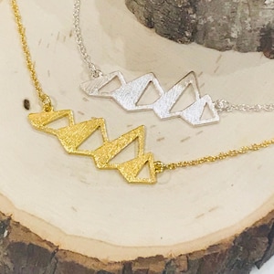 Silver or Gold Mountain Necklace, Mountain Necklace, Minimalist Jewelry, BOHO Necklace