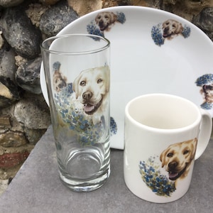 Golden Labrador Designs on Ceramic & Glassware 3 Piece Snack Set