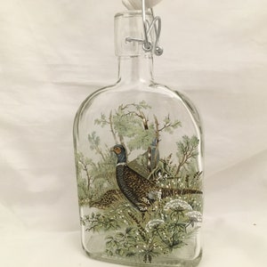 Pheasant Designs Printed on 500ml Slo Gin /Preserve Flip Top  Bottle with Ceramic Stopper