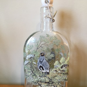 Partridge Designs Printed on 500ml Slo Gin /Preserve Flip Top  Bottle with Ceramic Stopper