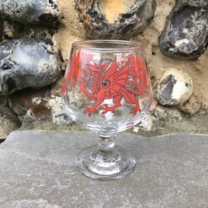 Welsh Dragon Designs on Brandy Glass
