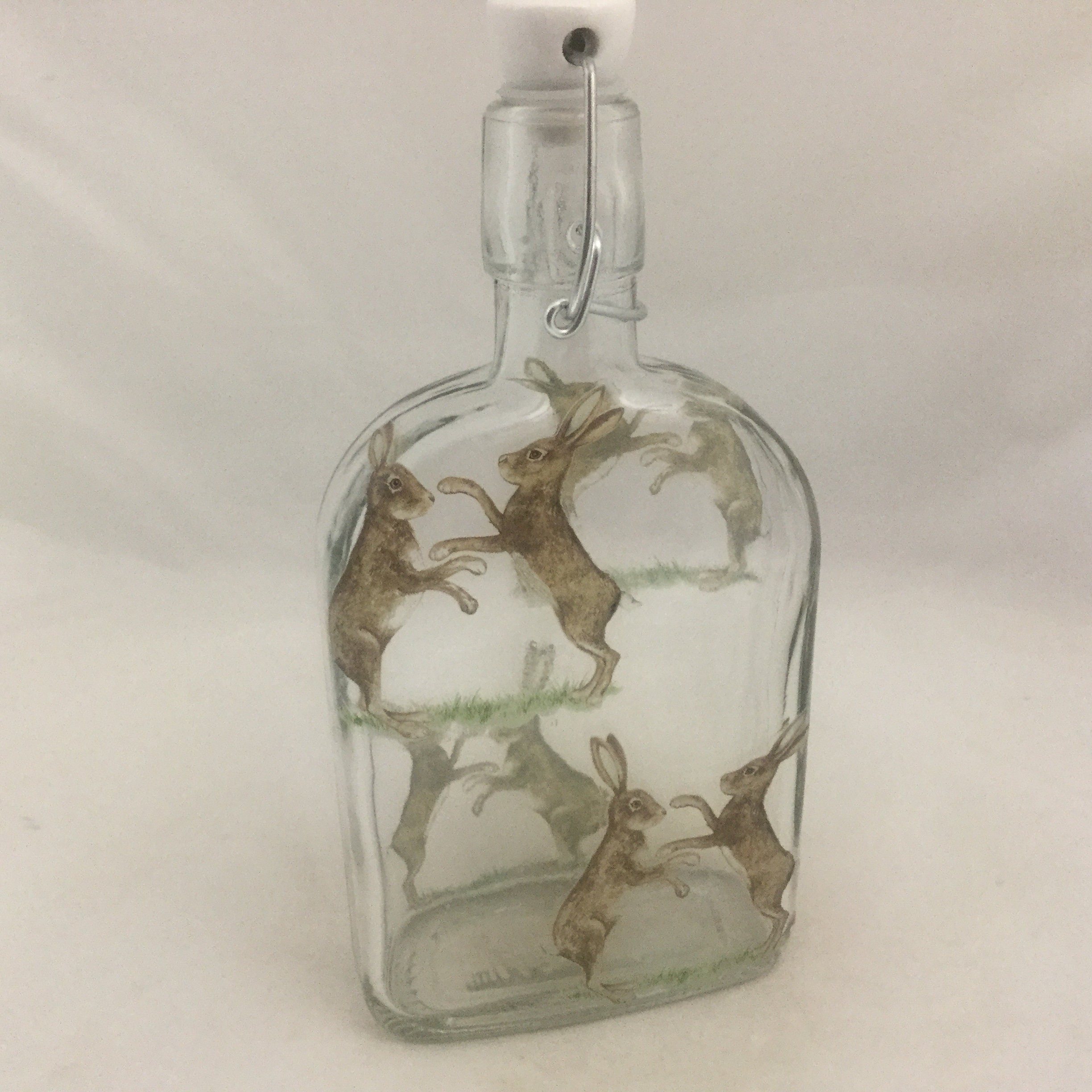 Boxing Hares 500ml Slo Gin Flip Top Bottle With Ceramic Etsy UK