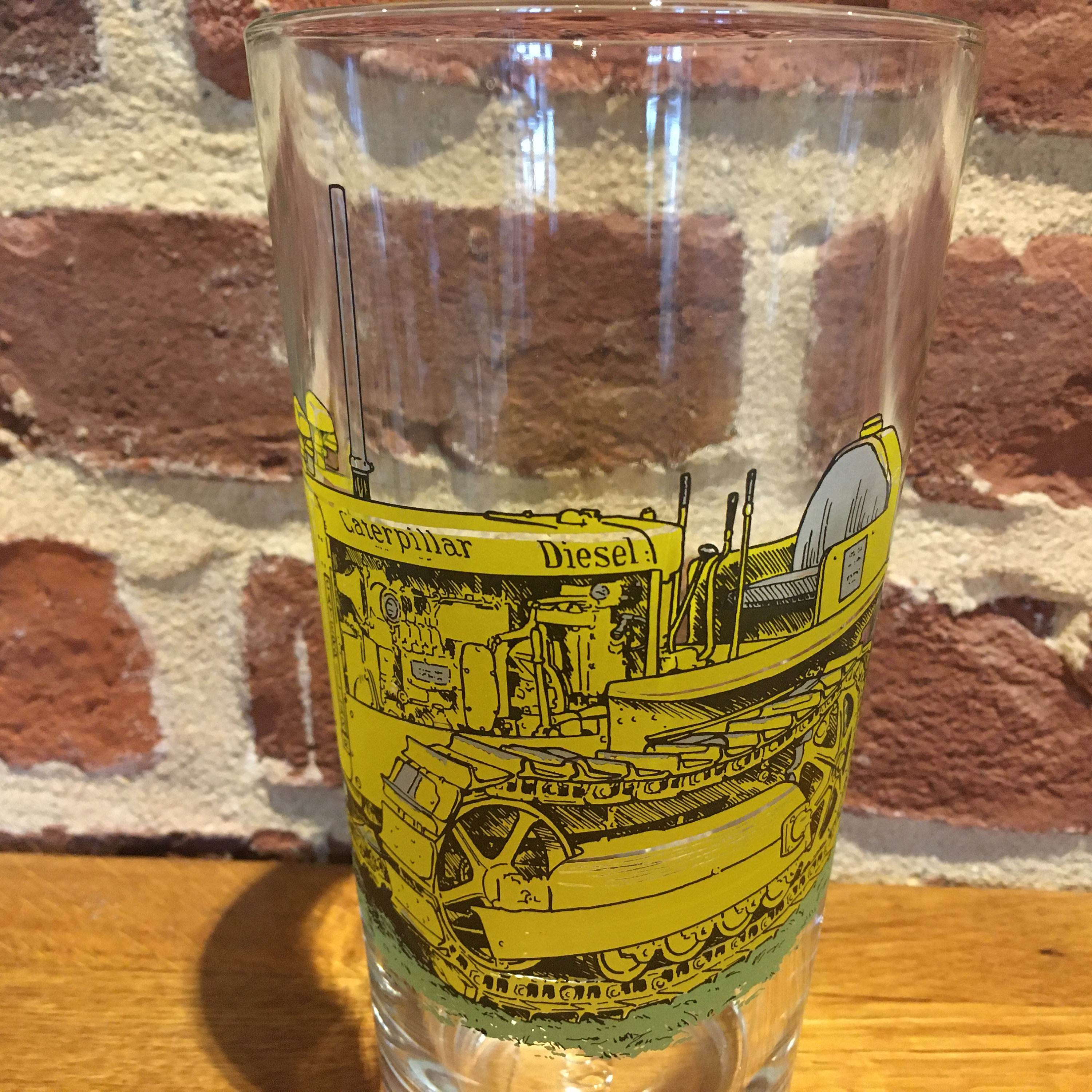 Catapillar Tractor D2 Model Design Printed on 1pt Toughned Conical Glass  DISHWASHER SAFE