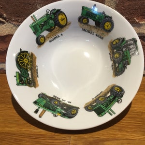 6 John Deere Tractor Designs on 6&quot;Cereal Bowl                 DISHWASHER SAFE