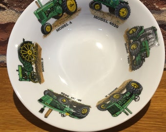 6 John Deere Tractor Designs on 6"Cereal Bowl                 DISHWASHER SAFE