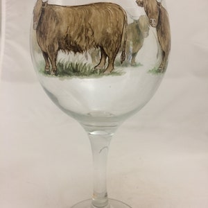 Highland Cattle Design on Large Gin Ballon Glass