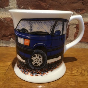Landrover Classic P38  Range Rover Design on Fine China Tankard Shape Mug AVALIBLE IN 3 Colours  Dishwasher /Microwave Safe