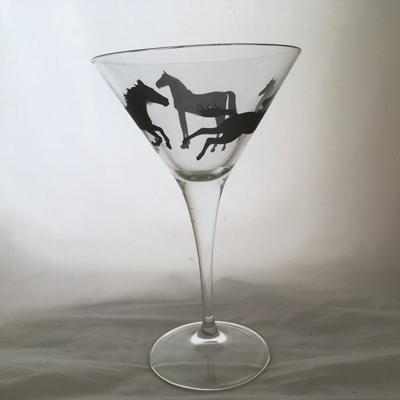 Horse Designs on Large Fine Rim Martini /cocktail Glass Etsy
