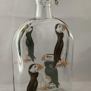 Puffin Bird Designs on 500ml Slo Gin /Preserve Flip Top Bottle with Ceramic Stopper