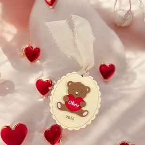 Valentine&#39;s Day Basket Tag, Personalized Valentine&#39;s Heart Shape tag, Acrylic heart name tag, Custom Valentine&#39;s basket heart tag gift