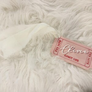 Valentine&#39;s Day Basket Tag, Personalized Valentine&#39;s ticket Shape tag, Acrylic heart name tag, Custom Valentine&#39;s basket heart tag gift