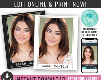 Actor Resume Template / 8 X 10 Acting Resume / Instant Digital Etsy