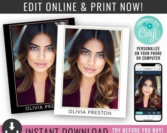 Rose Gold Frame | Acting Headshot Template | 8x10 Headshot Template | Actor Headshot Design | Professional Headshots Template