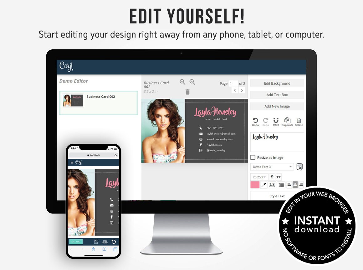 Actor Business Card | Photo Business Card | Actor's Calling Card ...