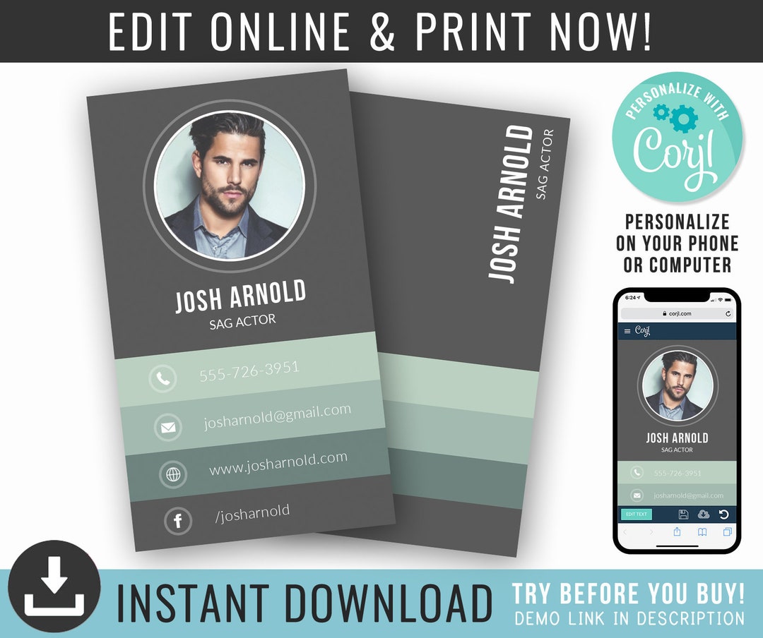 Actor Business Card Photo Business Card Actor's Etsy