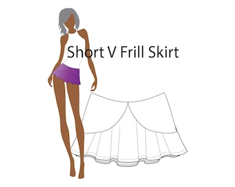 Adult Short V Frill Skirt PDF Pattern