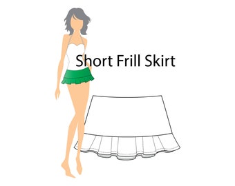 Adult Short Frill Skirt PDF Pattern