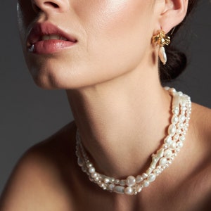 Collier irrégulier de perles d'eau douce, collier de perles véritables, collier de brins de perles modernes, cadeau pour elle image 2