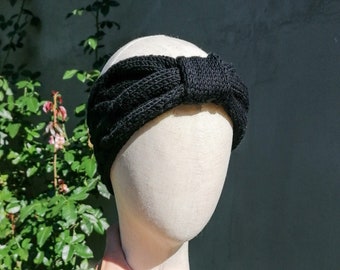 Black ear warmer, knitted winter headband, merino headwarmer, fall accessories