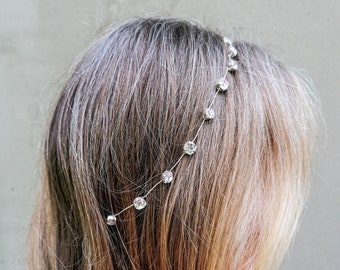Bridal crystal headband, rhinestone hair vine, simple wedding headpiece