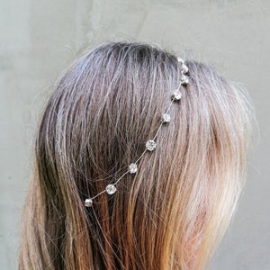Bridal crystal headband, rhinestone hair vine, simple wedding headpiece