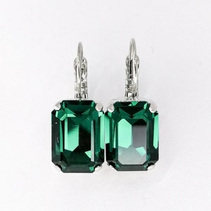 Emerald Green Crystal Earrings: Bridal Wedding Jewelry