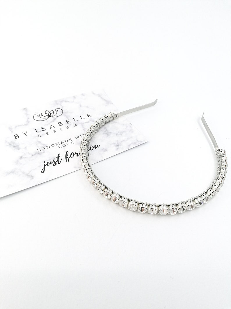 Rhinestone bridal crystal headband, silver rhinestone wedding hair accessory image 5