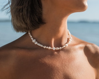 Freshwater Pearl Irregular necklace: Modern pearl strand