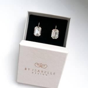 Emerald cut earrings, clear octagon crystal earrings, bridal wedding drop earrings image 10