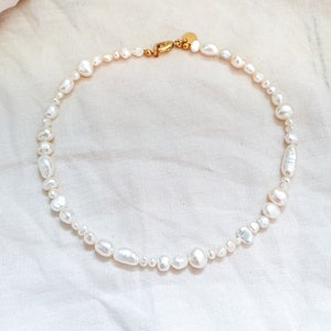 Collier irrégulier de perles d'eau douce, collier de perles véritables, collier de brins de perles modernes, cadeau pour elle image 5