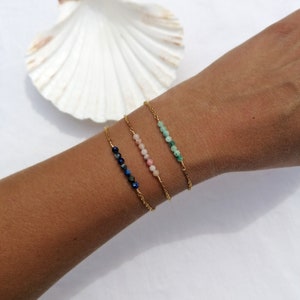 Pink opal bracelet, gemstone bar bracelet, minimalist everyday jewelry, october birthstone gift image 4