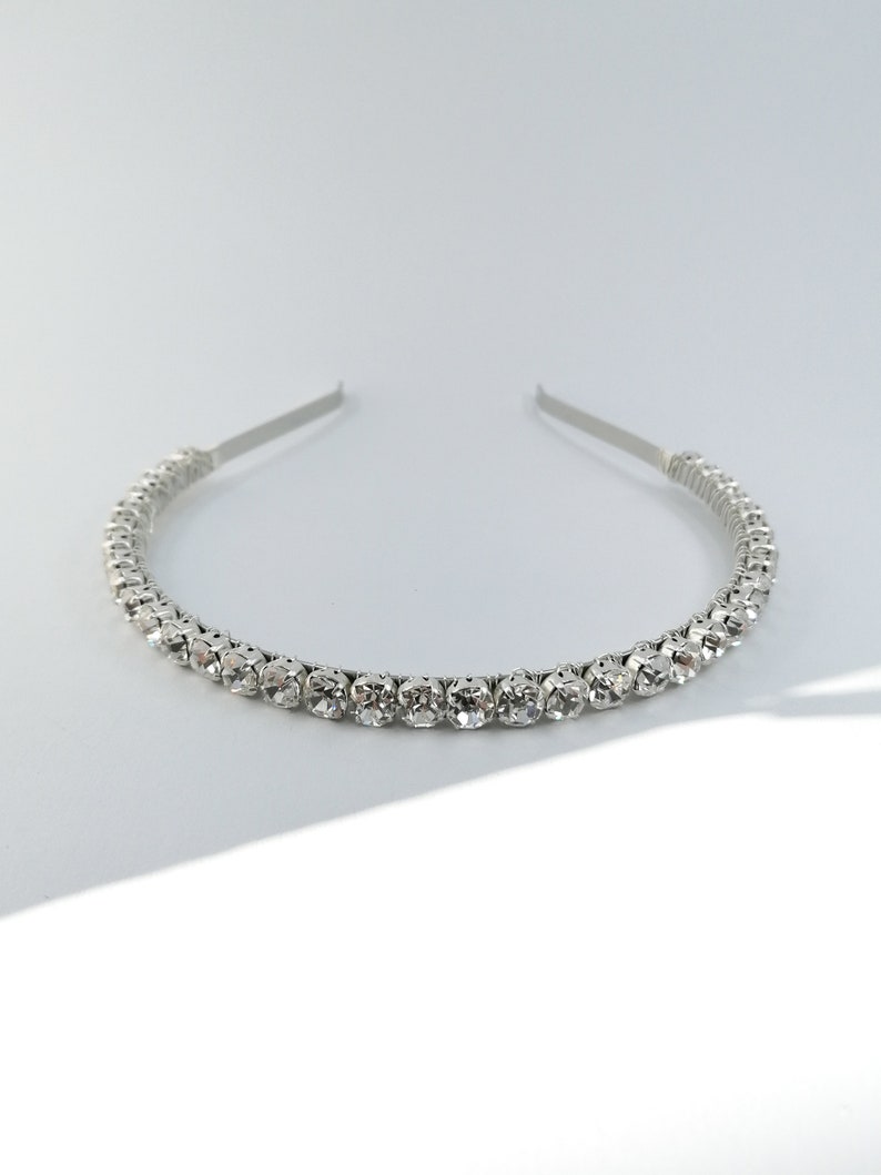 Rhinestone bridal crystal headband, silver rhinestone wedding hair accessory image 4