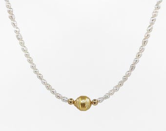 South sea pearl and freshwater pearl beaded necklace