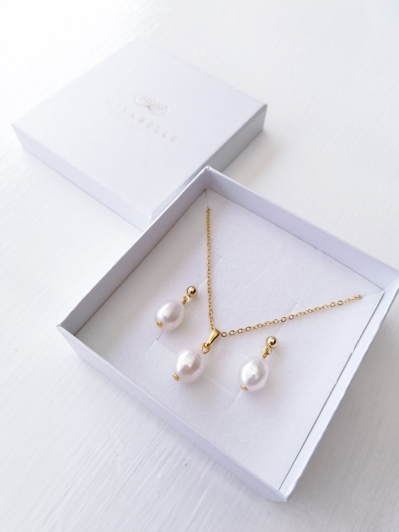 Pearl jewelry set, gold jewelry set, silver jewelry set, gift for her, real pearl, pearl necklace, pearl earrings, bridal jewelry set Gold