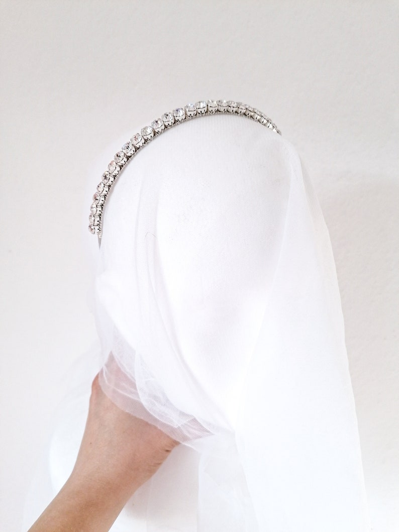 Rhinestone bridal crystal headband, silver rhinestone wedding hair accessory image 3