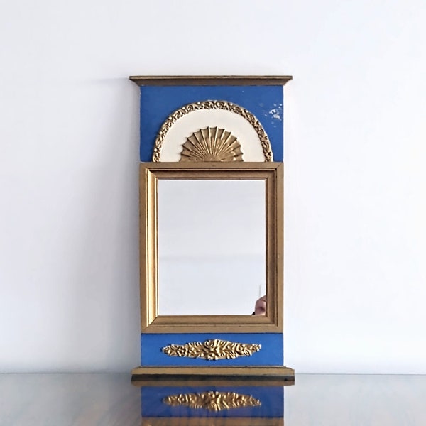 Petit miroir gustavien peint à la main de style néoclassique, Antiquités européennes