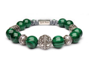 Malachite and silver bracelet