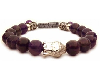 Luxury amethyst stone and Buddha beaded bracelet