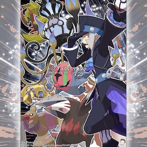 May include: Digital artwork featuring a man in a black coat and hat, surrounded by various cartoon creatures. The artwork includes text that reads "@Tails1995" and "Artwork by Tony Higgins". The color palette includes black, blue, brown, and yellow.