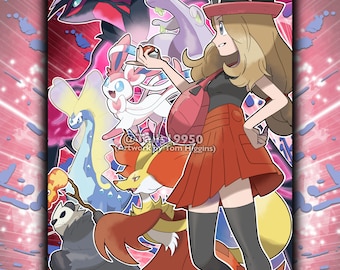 ポケモンXY セレナとフォッコ - ポスターA3サイズ 壁飾りアート - Etsy